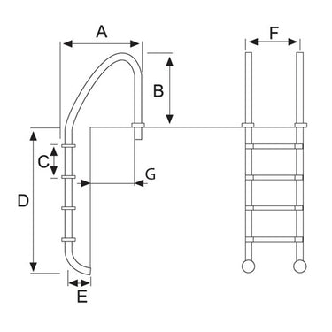 Atlaspool Edelstahl Poolleiter V4A (AISI 316) – Standardmodell mit 2/3/4/5 breiten, rutschfesten Stufen, für Chlor- und Salzwasserbecken geeignet